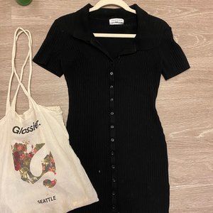 Urban Outfitters M Black Button Front Mini Dress
